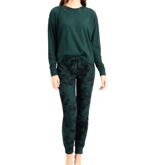 Jenni Waffle Pajama Top & Jogger Thermal Tie Dye Small - Picture 1 of 4
